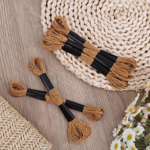 Image of Gosknor 6 Skeins Embroidery Threads, Metallic Embroidery Floss | Polyester Friendship Bracelet Cross Stitch Thread Embroidery Floss for Sewing Making Yarn Craft String Art Supplies (Bronze)