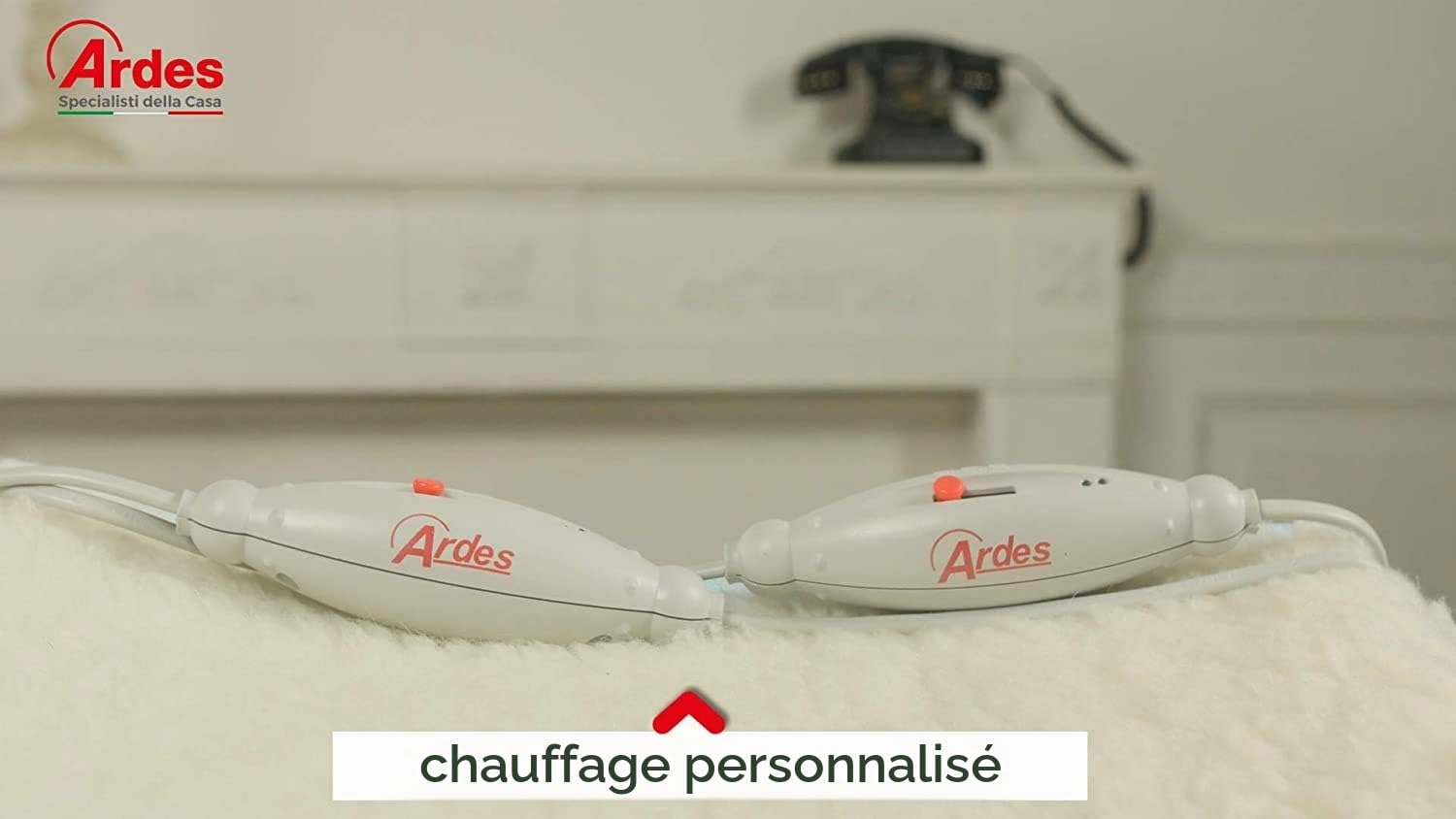 ARDES - AR4AM22 Chauffe-lit 2 Places Électrique MORPHEO Couverture Chauffante 2x60W, Surmatelas Chauffant Lit 2 places Électrique 2 Zones Chauffage, Couverture Thermique Électrique 100% Laine