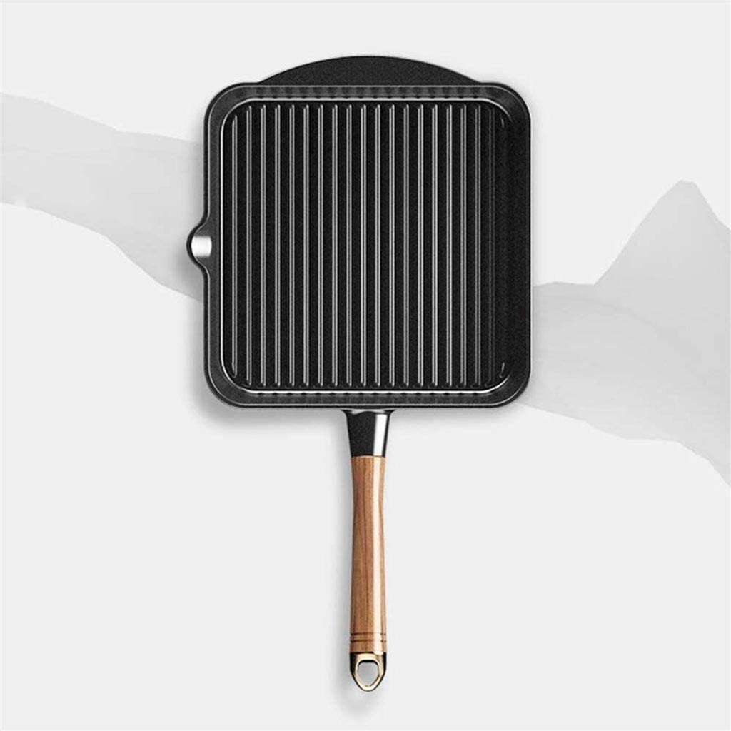 Żeliwna patelnia grillowa nonstick smażenie z orzechowym drewnianym uchwytem łatwym smarem Learned extensively