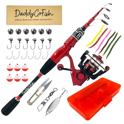Set Combinato Daddygofish: Canna Da Pesca Spinning E Mulinello Con Scatola Per Attrezzatura | Kit Telescopico in Fibra Di Carbonio | Mulinello Da Spinning