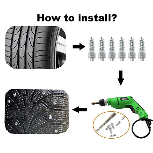 12mm Snow Tire Studs, Anti-ice Screw Stud Tyre Snow Chains Tire Spikes Trim Screw for Motorcycle Car Truck,100pcs - Thumbnail 7