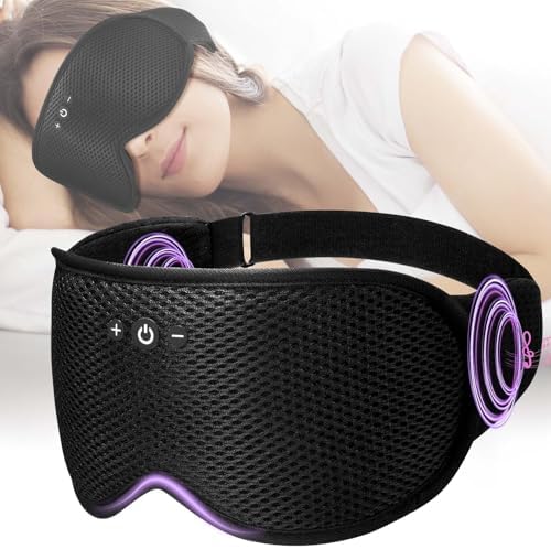 Removable 3D Contoured Sleep Mask with Bluetooth Headphones, Comfortable Eye Mask for Sleep, Sleeping Mask with 5.4 Ultra-Thin Stereo Speakers for Men/Women, Perfect Tech Gifts-Black