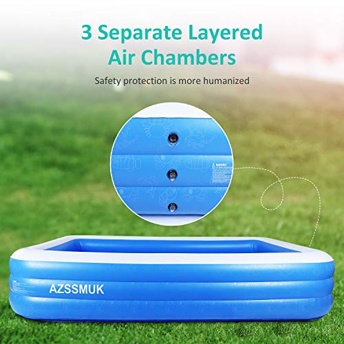 AZSSMUK Inflatable Pool,120" X 72" X 22" Full-Sized Adult Inflatable Swimming Pool Kiddie Pools for Family Kids, Adults, Infant, Garden, Backyard,Water Party,Summer Water Party,Family Swimming Center
