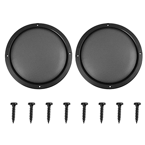 X AUTOHAUX 2pcs 8" Car Speaker Mesh Grill Cover Protector Sub Woofer Subwoofer Grille Set Black