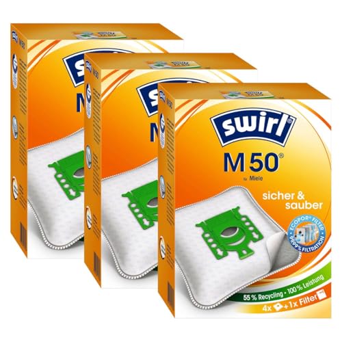 12 Original SWIRL M50 Staubsaugerbeutel für Miele Comfort