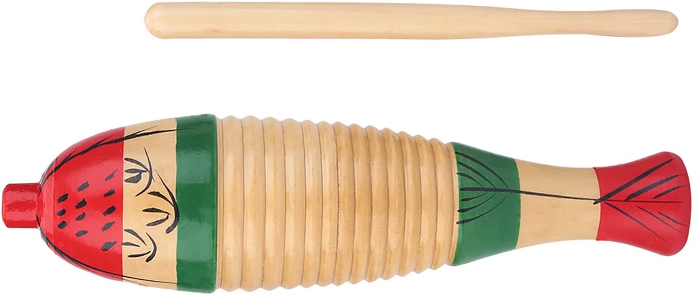 BROLEO Wood Guiro Percussion Instrument for Kids and Adults, Colorful Fish Shaped Musical Percussion Toy | Exquisite Workmanship, Clear Sound, Develops Rhythm Skills