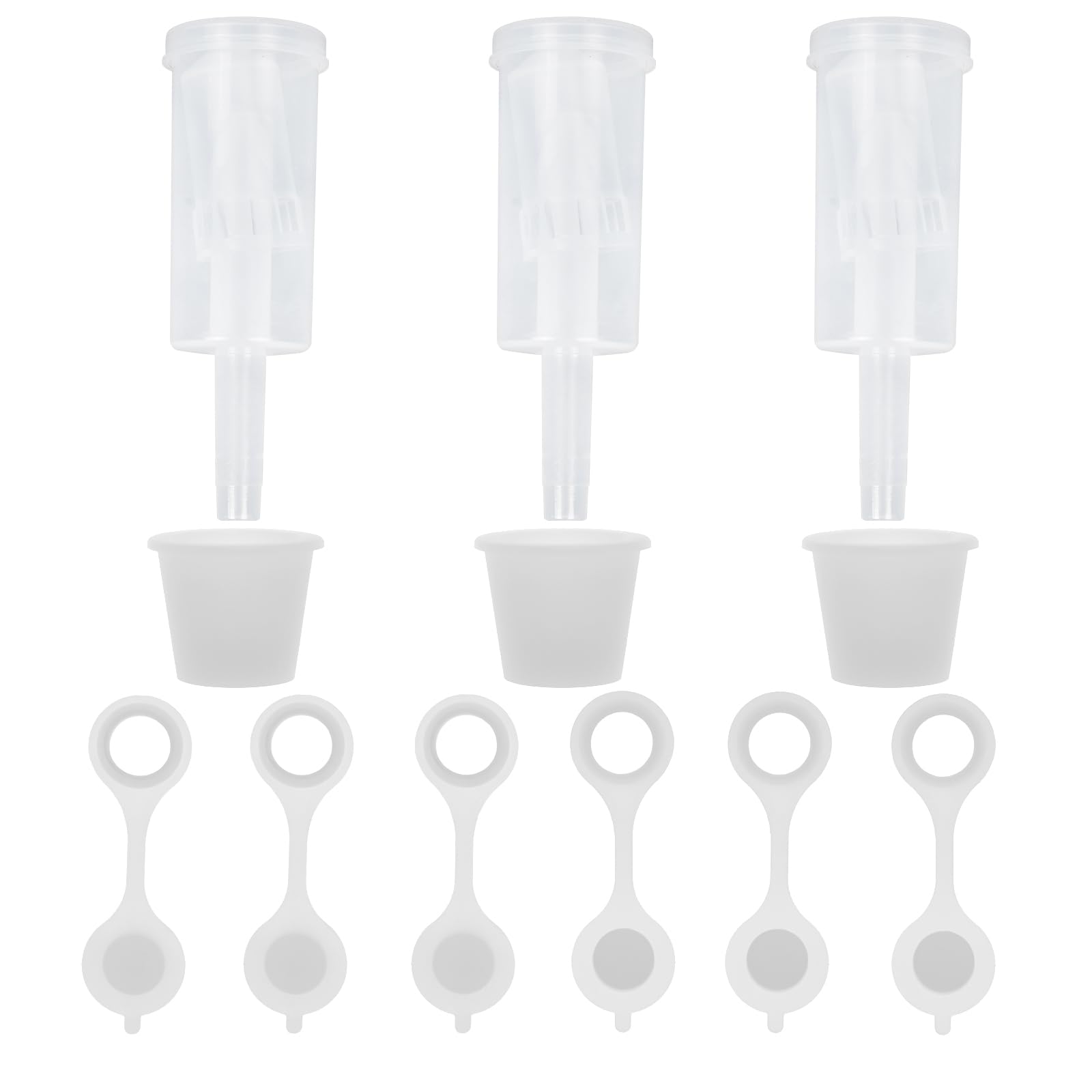 Airlock Set Three-Piece Airlock Drilled #6 Stopper and Grommet for Fermentation, Brewing Wine, Beer Making, Sauerkraut, Pickles, Etc. (3 Pack)