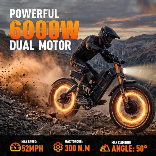 Image of 2026 eAhora Romeo Pro 3 /2 52-46 Mph Electric Bike for Adults, 6000W /4000W /2500W Dual Motor Ebike 60V 80Ah /52V 70Ah Battery 235+Miles Long Range, 26*4.0 inch /20*4.5 inch Fat Tire, Full Suspension, All Terrain