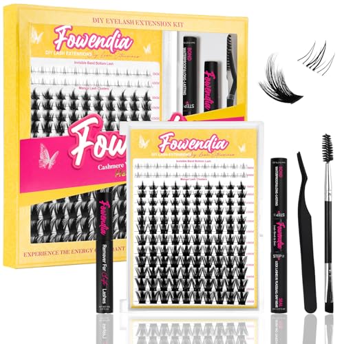 Fowendia Lash Clusters Kit California Sunset 8-18mm Manga Eyelash Clusters DIY Lash Extension Kit Waterproof Wispy Anime Lashes Clusters Ultra-Thin 0.3mm Individual Cluster Eyelash Extensions Kit
