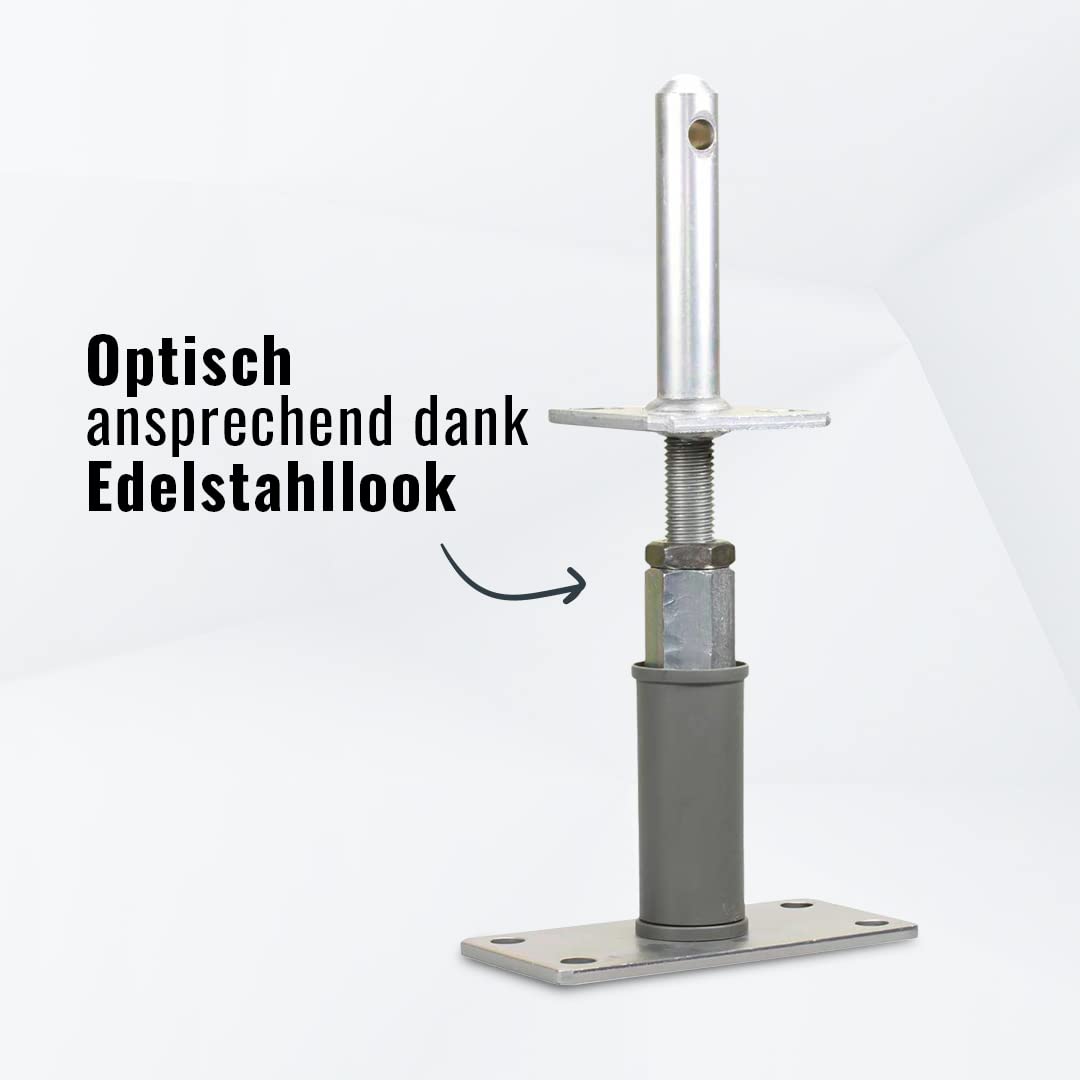 BB STANZ Pfostenträger Bodenplatte 160 x 80 x 6 mm (2 Stück) Stützfuß Bodenfuß Betonfuß höhenverstellbar verstellbar mit Zapfen Trägerplatte 80 x 80 x 6 mm