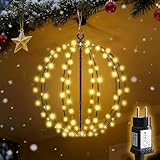 SALCAR LED Weihnachtsbeleuchtung Außen, 30cm 120 LED Hängende Kugel Lichter, Wasserdichte 8 Modi Weihnachtsdeko Lichterkette mit Timer, Speicherfunktion, für Garten Party Innen Wohnzimmer, Warmweiß