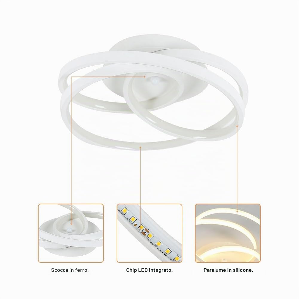 Goeco Plafoniera LED Soffitto Moderna 40W 3000K 30CM Rotondo, Bianco | 4500LM Lampada da Soffitto LED Luce Bianco Caldo Plafoniere per Camera da Letto, Sala, Corridoio