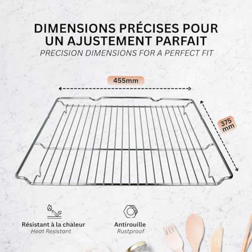 Ofengitter für Bosch-Herd, 455 x 375 mm, Universal-Backofen, kompatibel mit Bosch, Siemens, Neff, Blaupunkt, Viva, 00577170 HEZ634000 Z11CR10X0 Ofenrost, robust