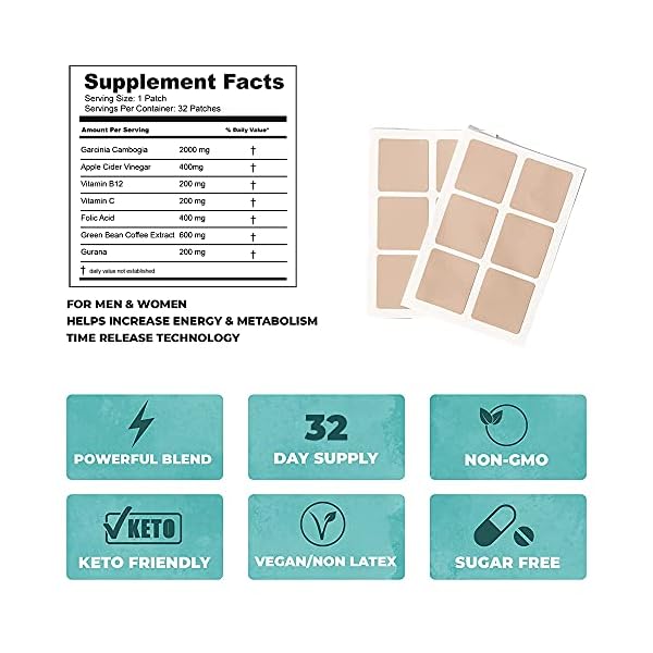 Garcinia-Cambogia-Patch-Pure-Potent-Blend-Garcinia-Cambogia-with-Apple-Cider-Vinegar-B12-Green-Bean-Coffee-Natural-Energy-and-Carb-Control Veru Wellness Garcinia Cambogia Weight Management Patch - Pure Blend Garcinia Cambogia with Apple Cider Vinegar, B12, Green Bean Coffee - Natural Energy Carb Blocker