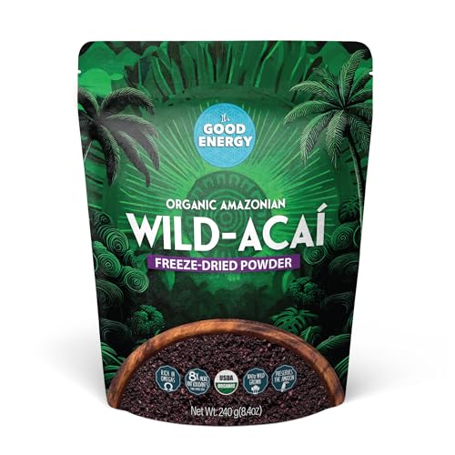 It's Good Energy Organic Amazonian Wild Acaí Powder | Freeze-Dried | 8X More Antioxidants, Rich in Omega 3-6-9 | Non-GMO, Gluten-Free, Keto | No Sugar | Great for Smoothies & Drinks | 8.4oz Pouch