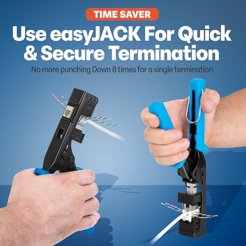 Image of Everest 90 Degree RJ45 Cat5e Keystone Jacks 50-Pack Light Almond | Compatible with 90 Angled Speed Termination Tool - easyJACK (B094WB91H3)