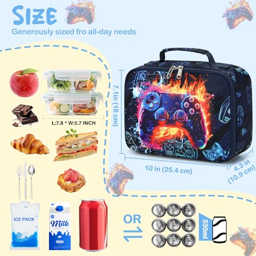 Image of CAMTOP Lunch Box Kids Boys Insulated Lunch Cooler Bag Reusable Lunch Tote Kit for School Travel