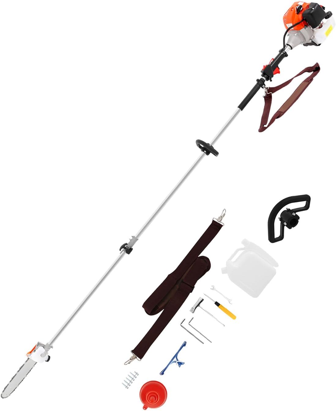 Pole Saw Gas Powered 16 Foot Reach 52CC 2 Cycle 16 Inch Bar Cordless Extendable Pole Chainsaw Power Gasoline Chainsaw for Tree Hedge Trimming Bush Pruning