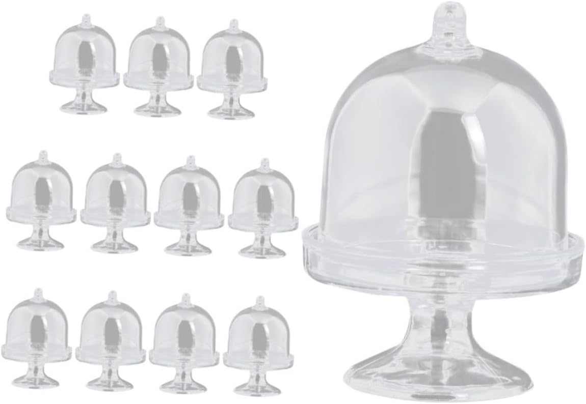 Amosfun 12pcs Plastic Candy Plate with Dome for Party and Buffets Xmas