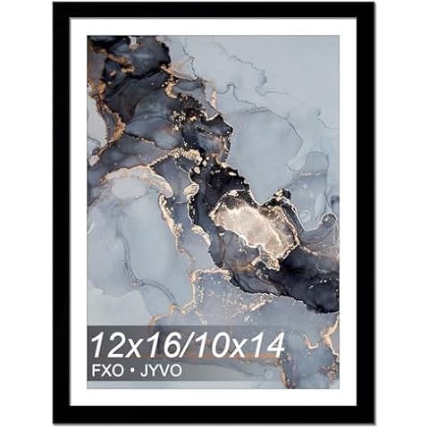 Fxojyvo 12x16 Frame Black, Display Picture 10x14 with Mat or 12 x 16 Without Mat, Wall Hanging Large Picture Frame for Diamond Art Painting 30x40cm - 1 Pack Cover