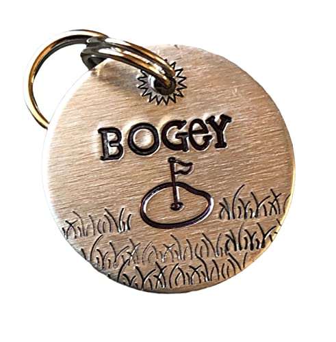 Golf Name Tag for Dog - Hand Stamped Pet ID - Dog Tag for Golf Lover - Bogey - Golf Tee
