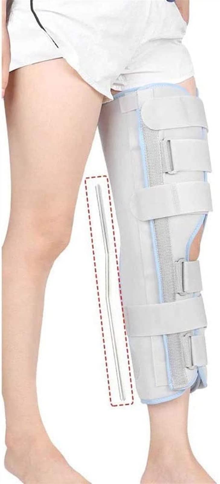 Rodillera ajustable, manga de compresión elástica de neopreno abierto con correas ajustables, gris, XL