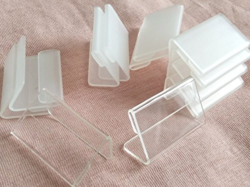 RUIXUAN - Set di 30 mini supporti in acrilico trasparente, a forma di L, dimensioni 4 x 2 cm, per esporre biglietti, targhette ed etichette