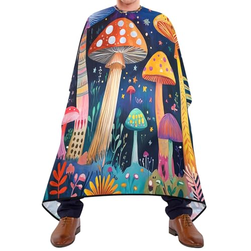 Capa de barbieria para hombre con diseño setas coloridas impermeable