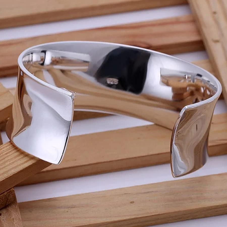 LYGBAOFUL Bracciale Rigido da Donna in Argento 925 con Polsino Grande da Uomo