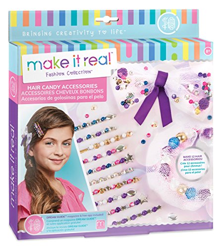 Make It Real - Hair Candy Accessories. Tween Girls Hair Accessories Kit. DIY Girls Hair Ties, Scrunchy Bow, Beaded Bobby Pins, Gems, Ribbons and More