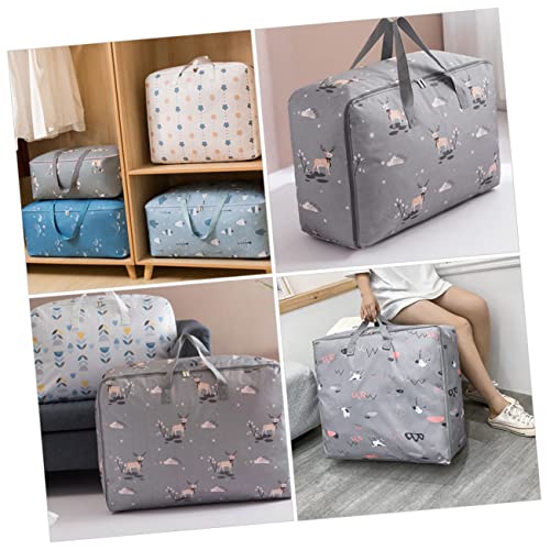 PRETYZOOM 1pc Creative Oxford Cloth Clothing Storage Bag for Quilts Household Items Capacity Wear-resistant Moving Pouch for Home Dormitory Use Gray4