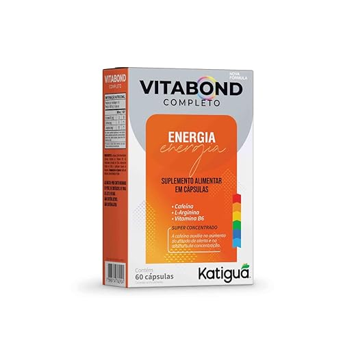 Katiguá, Polivitamínico Vitabond Energia, Completo, Com cafeína, L-Arginina e Vitamina B6, Super Concentrado, 60 Cápsulas rígidas • 60 doses