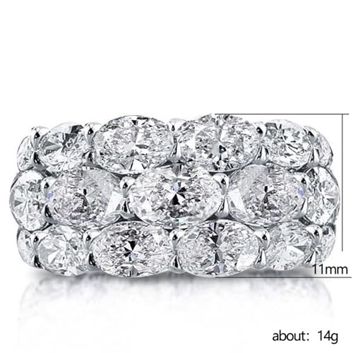 Fashion Jewelry 925 Sterling Silver Plated Cubic Zirconia 3 Rows CZ Wedding Band Ring for Women4