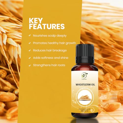 Image of VIRTUAL Wheat Germ Essential Oil For Hair Growth Skin Care, Cold Pressed Natural Oil Pure | Anti-Hairfall | Promotes Hair growth, Softness & Shine, (15ml)