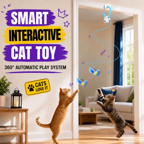 Interactive Cat Toys for Indoor Cats, -On Automatic Flying Bird DROPS TO (blue only) - image 2