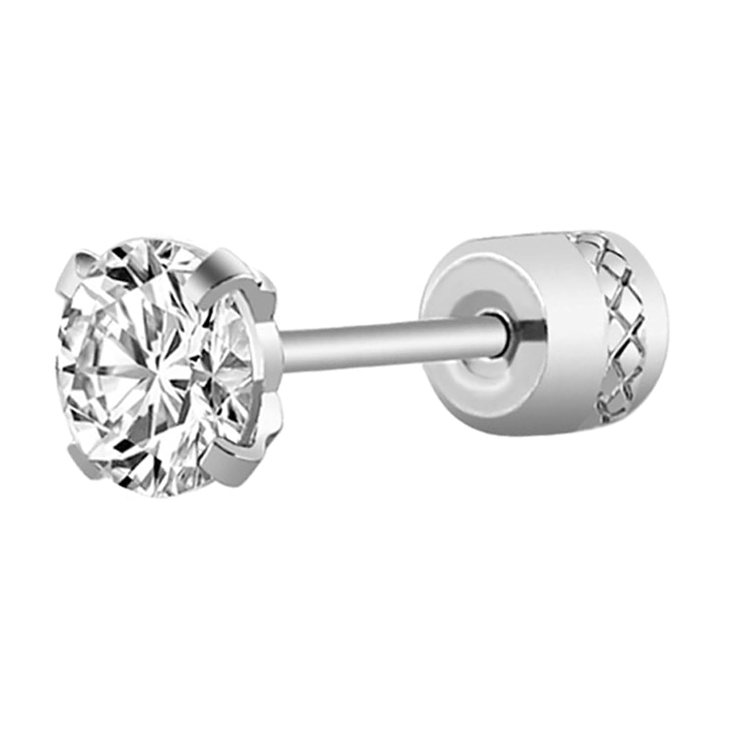 peora Silver Plated 316L Stainless Steel Cubic Zirconia Studded Stud Earrings Jewellery Gift for Men & Boys (1 Piece)-picture-20