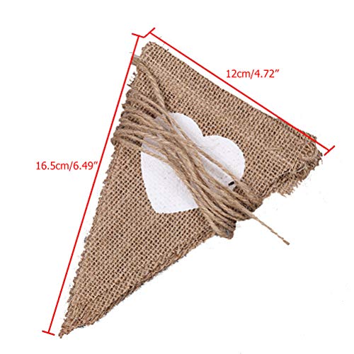 Tumnea Pennant chain jute, heart pennant chain jute fabric, vintage garland burlap bunting banner - Image 3