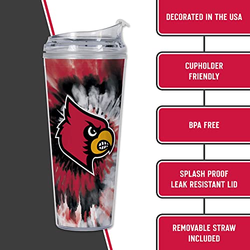 Image of Rico Industries NCAA Glitter 24oz Acrylic Glitter Tumbler with Hinged Lid, Officially Licensed Double Wall Tumbler with Straw