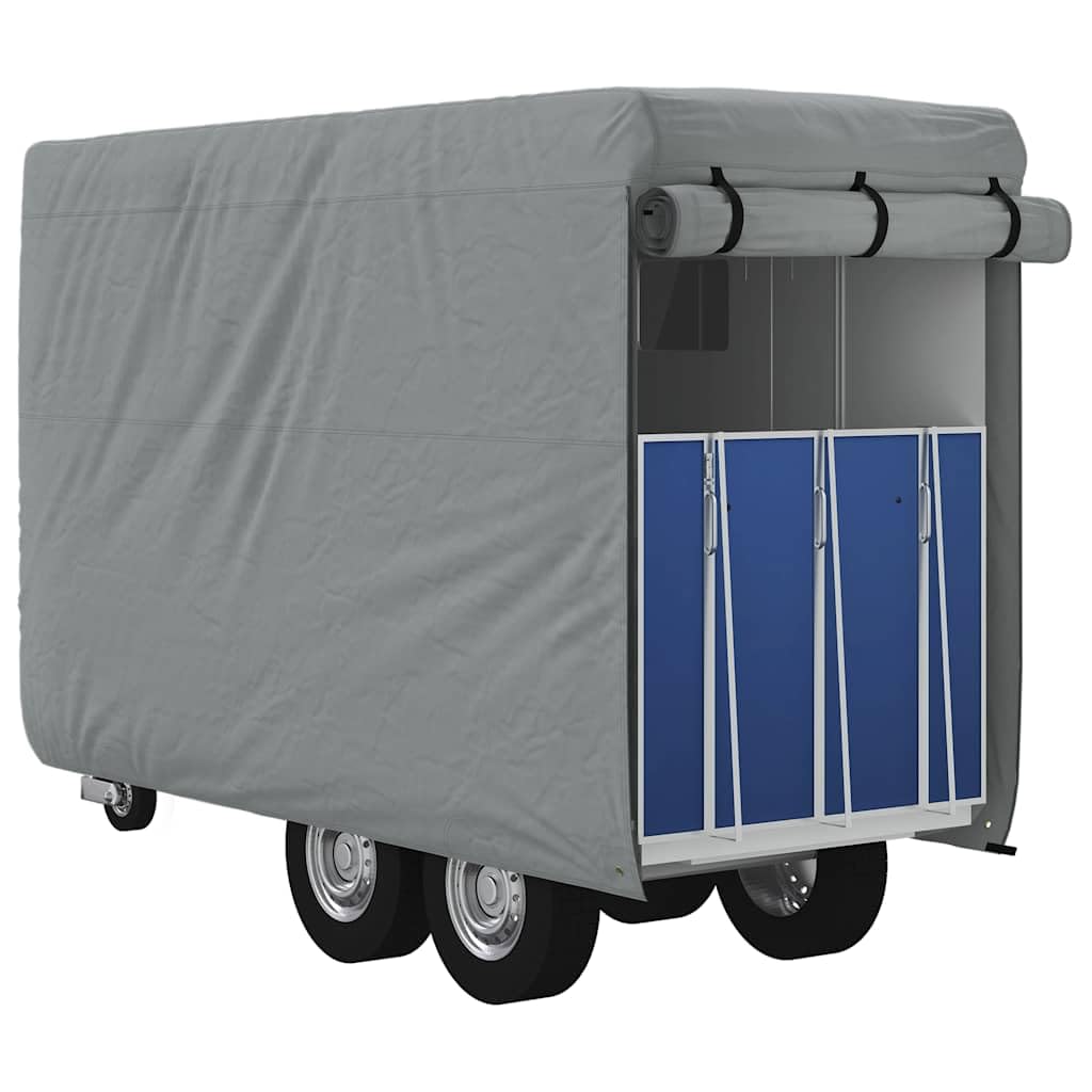 Funda para remolque de caballos, gris, 396 x 178 x 250 cm, tela no tejida, resistente a la intemperie, resistente al viento, resistente a los rayos UV, con cremallera y bolsa de almacenamiento