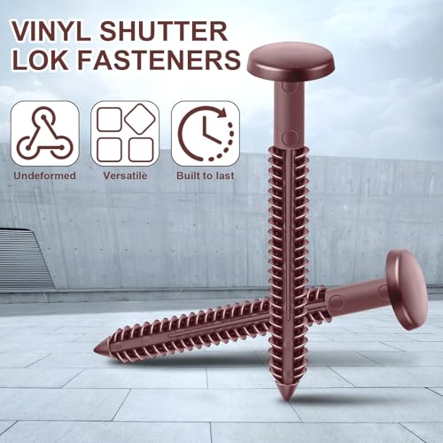 Image of Blulu 18 Pcs 3 Inch Vinyl Shutter Fastener Window Panel Peg Lok Pin Pegs Screws Shutter Spikes Anchor (Wineberry Red)