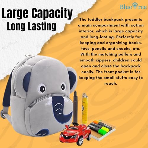 Image of blue tree Cute Kids Backpack Toddler Bag Plush Animal Cartoon Mini Travel Bag for Baby Girl Boy 1-6 Years, Ideal for Gifting for Kids
