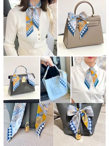 NIDMIDO 4 Pack Skinny Hair Neck Accessories Scarves With Bag Scarfs Handle Headband Fashion Gifts2