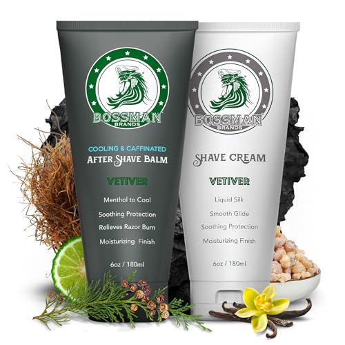 Bossman Silk Lotion Shaving Cream &amp; Cooling Aftershave Combo (Vetiver X)