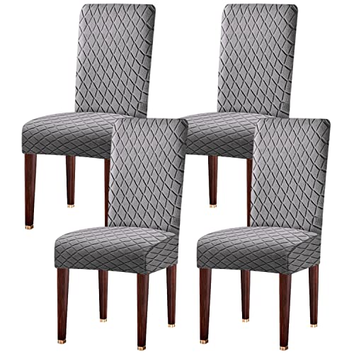 LANSHENG Dining Chair Covers Set of 4, Stretch Dining Chair Protector Slipcovers Jacquard