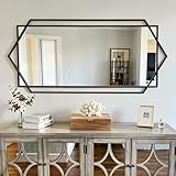 Autdot Espejo de pared grande de 24 x 47 pulgadas para decoración, espejo de baño negro único para colgar vertical u horizontalmente