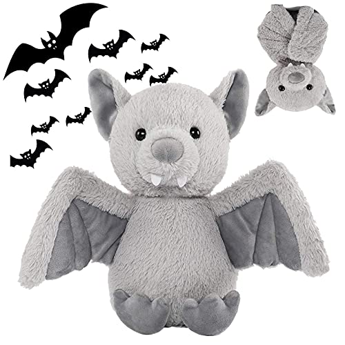 Image of AngelGift Cuddly 11 inch Plush Bat Stuffed Animal Halloween Stuffed Animal Plush Toy Plush Animal Doll Bedtime Toys Birthday Xmas Furry Gifts for Children Kids Baby Toys (Grey, 11 inch)