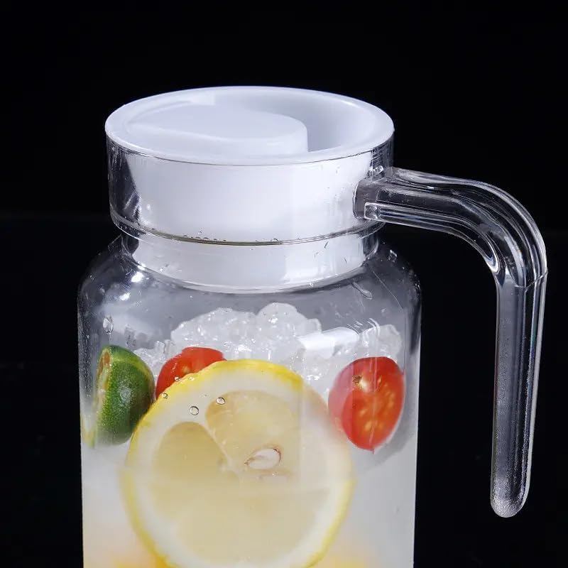 Image of 500 ml Glass Pitcher with Lid Fridge jug with Handle Glass Water jug Practical Juice Containers Easy to Use Milk Jug Iced Tea, Cocktails, Water (Small Hexa 500 ML)