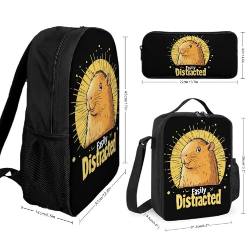 Easily Distracted By Capybaras Large Travel Backpacks Carry on Backpack Weekender Bag with 2 Storage Pockets for Men And Women2