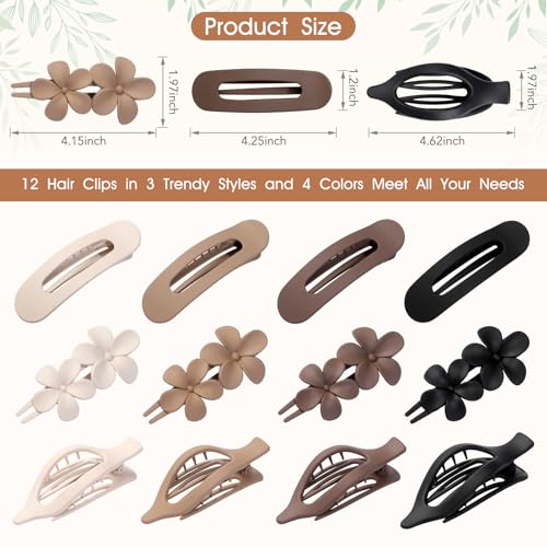 12 Pinzas Planas para Cabello - 3 Estilos Matte miniatura 3