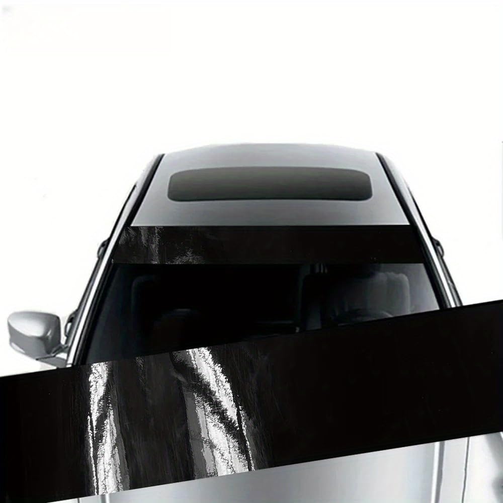 YDSTNiu Automotive Windshield Sunshade Visor Decal for Abarth 595 Competizione (312) 2013-2024, Windscreen Sun Visor Protector Anti-Scratch Front Shield Cover PVC,Gloss Black